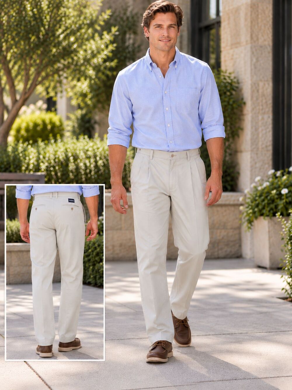 Dockers Men’s 36x30 Classic Fit Pleated Chino Pants Beige Khaki Cotton Blend